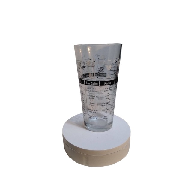 Vintage Cocktail Mixer Glass with Recipes - Martini Pitcher, Clear Black Cocktai - Picture 2 of 8